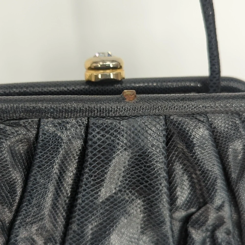 Vintage Susan Gail Genuine Snake Bellido Crossbody Purse Black classic cocktail